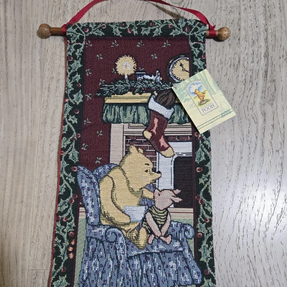 Vtg New Disney Classic Winnie The Pooh Wall‎ Hanging Tapestry 33x8
